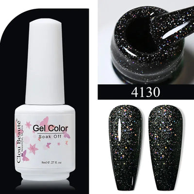 Clou Beaute 8ml Gel Polish Colorful Glitter UV Nail Gel Vernis Semi Permanent Glass Bottle Blue Green White Soak Off Gel Nail