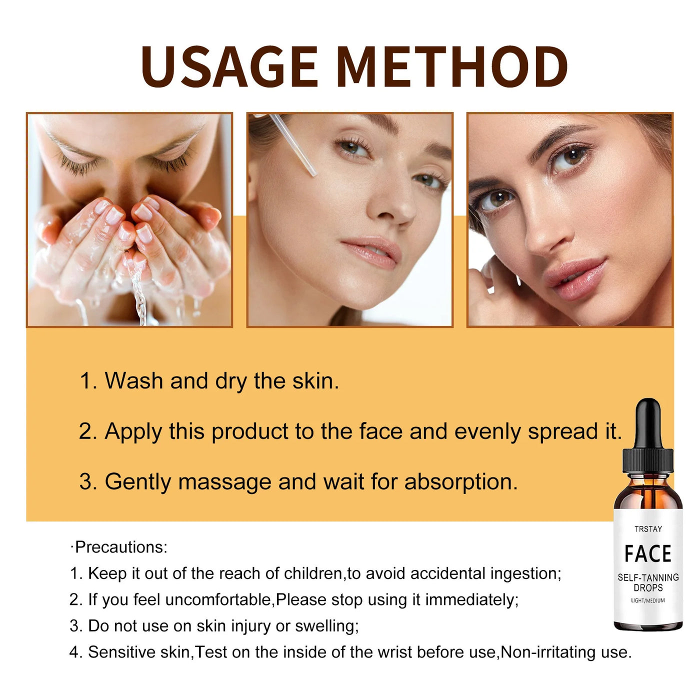 TRSTAY self-tanning drops suitable for the face and entire body automatic tanning without sunlight