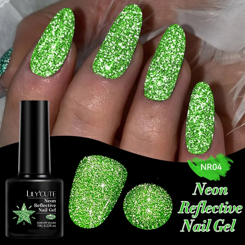 LILYCUTE 7ml Fluorescent Crackle Gel Nail Polish Summer Neon Red Green Vernis Semi Permanent UV Gel Nail Art Manicure For Nails
