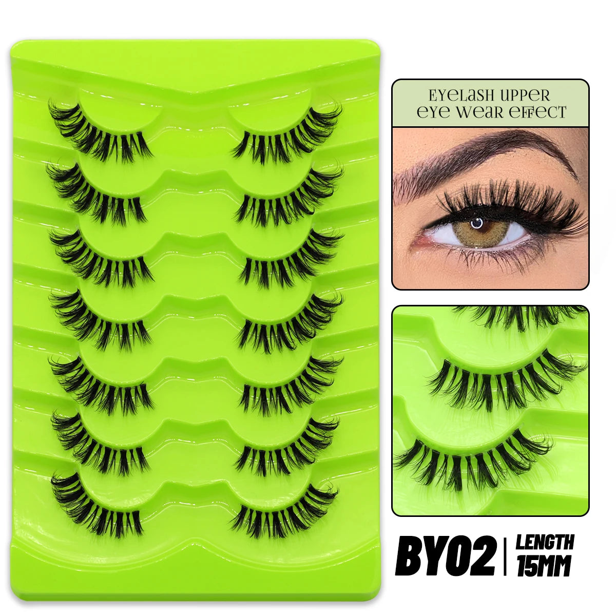 GROINNEYA Cat Eye Lashes Natural long Manga Lashes Faux Mink Eyelashes Winged End Eye Elongated Eyelashes Fake Lashes Soft