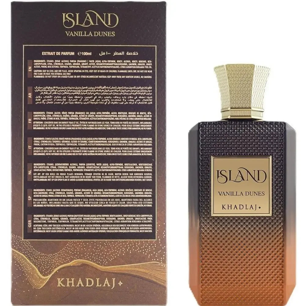 100ML Khadlaj Island Vanilla Eau De Parfum Spray Oriental Tune Long Lasting Men Perfume Dubai Arabia Parfums