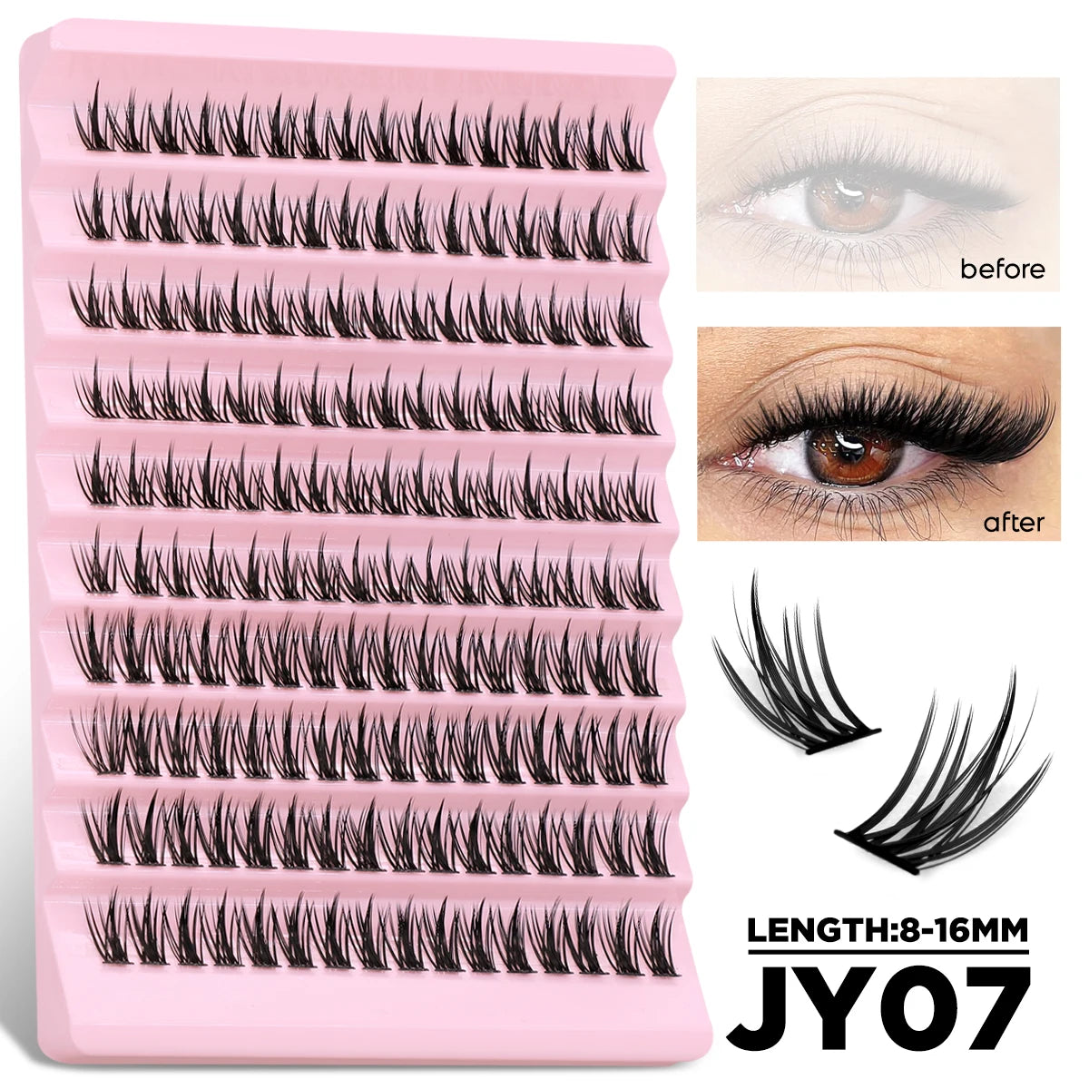 Lash Clusters Set DIY Eyelash Extension Kit Individual False Eyelashes Lash Clusters Bond and Seal and Lash Applicato Makeup