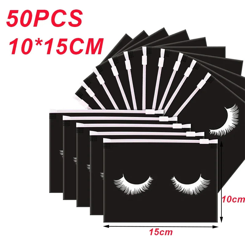 Eyelash Aftercare Bags Reusable Makeup Tools Travel Plastic Storage Lash Extension Pouch Cosmetic with Zipper Supplies