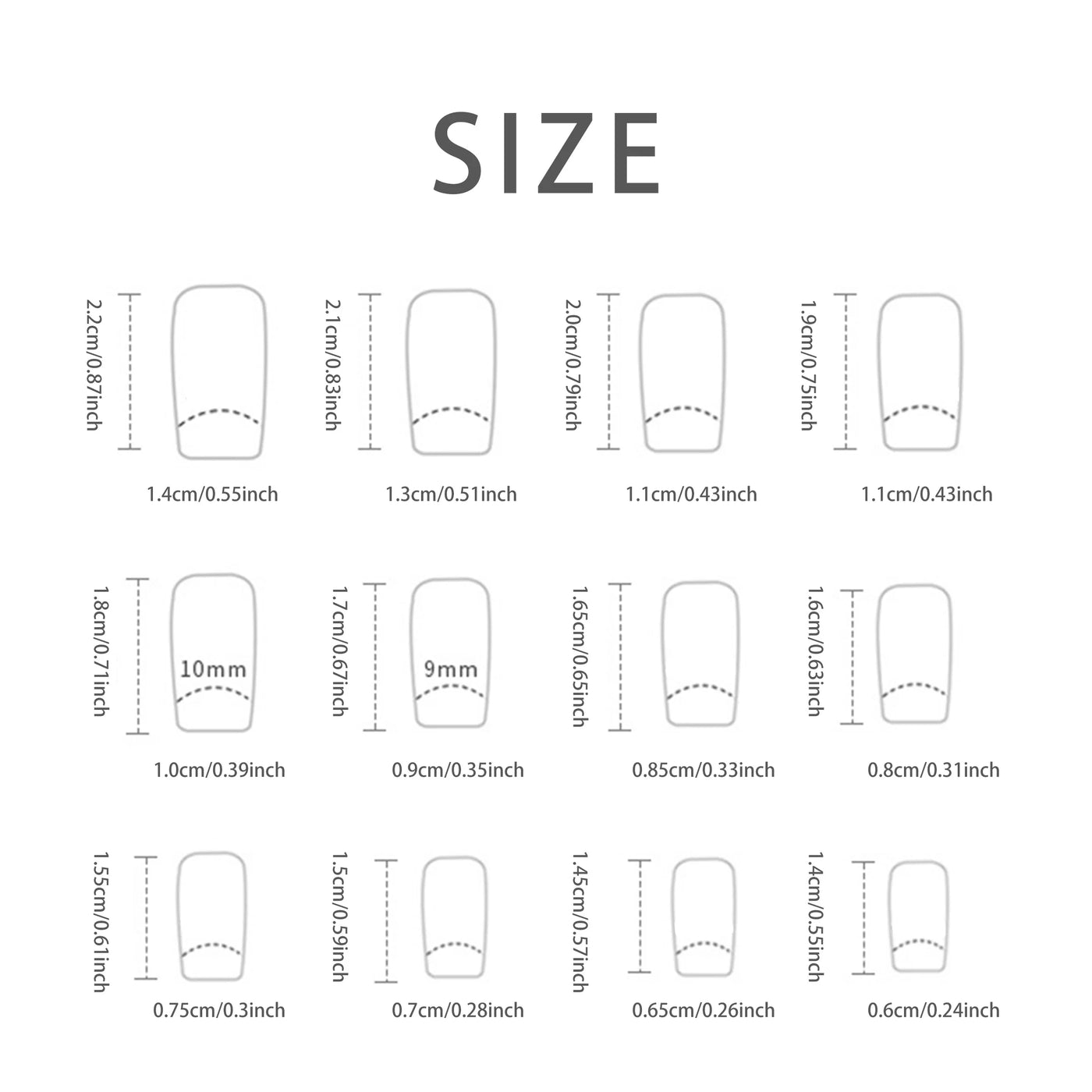 24 PCs Short Square French Heart Simple Nails with 1 Jelly Glue and 1 Nail File