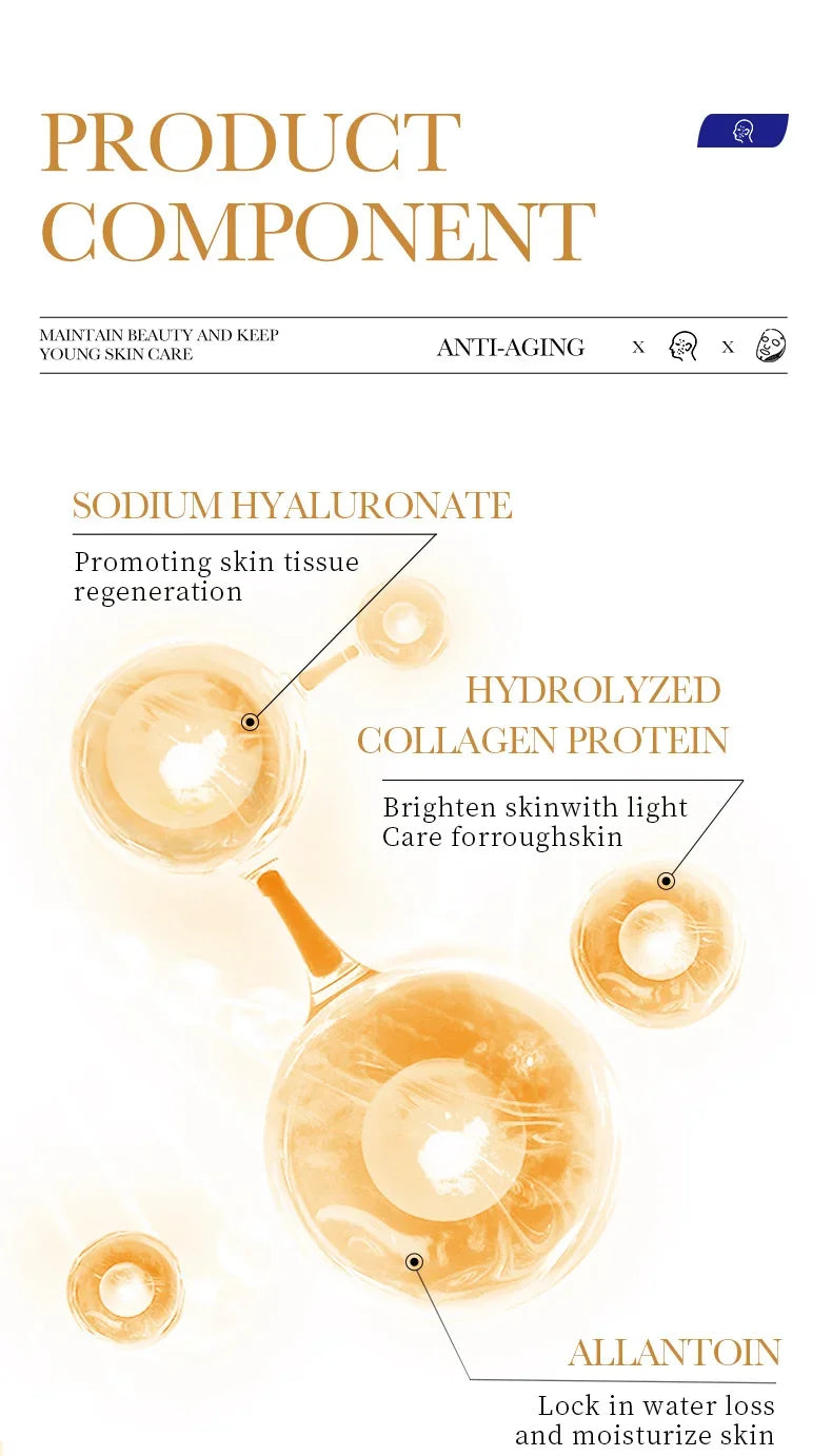 Collagen Anti Wrinkle Facial Mask Anti Aging Fade Fine Lines Firm Skin Moisturizing Brightening SkinCare Korean Cosmetics