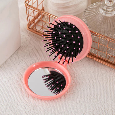 Traveling Small Size Hair Comb With Folding Mirror Portable Massage Folding Comb Women Girl Hair Brush With Mirror Styling Tools