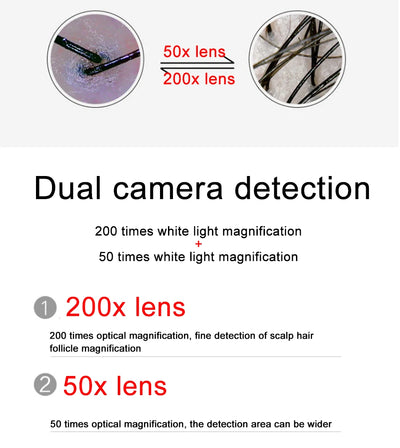 NEW 10 Inch LCD Skin&Hair Scalp Analyzer Detector Digital Microscope Magnifier Skin Hair Blackhead Follicle Detection 50X-200X