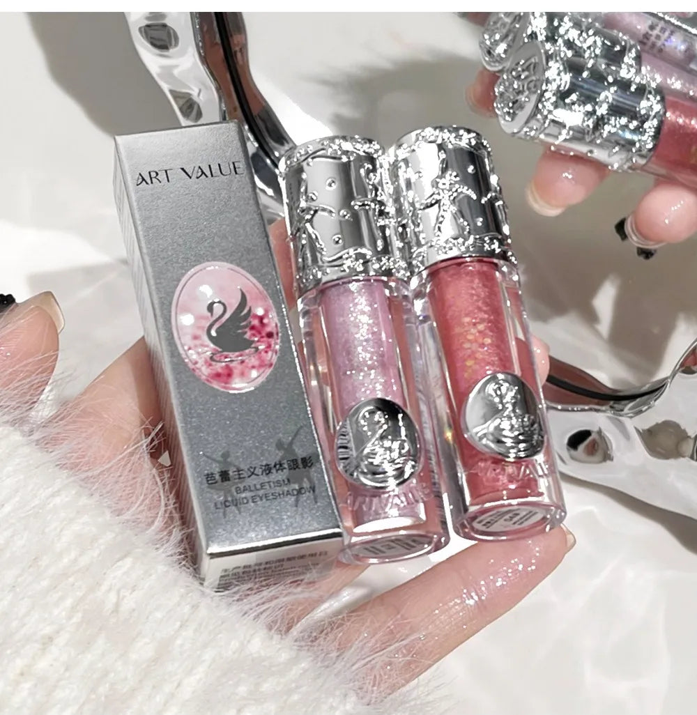 Silicone Brush Liquid Eyeshadow Pearlescent Shimmer Long Lasting Monochrome Pearly Fine Sparkling Sequins Eye Shadow Highlighter