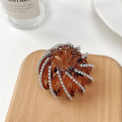 Women Bun Crystal Hair Claw Bird Nest Ponytail Buckle Ponytail  Holdedr Hair Clip DIY Bun Maker Female Hair Accessories