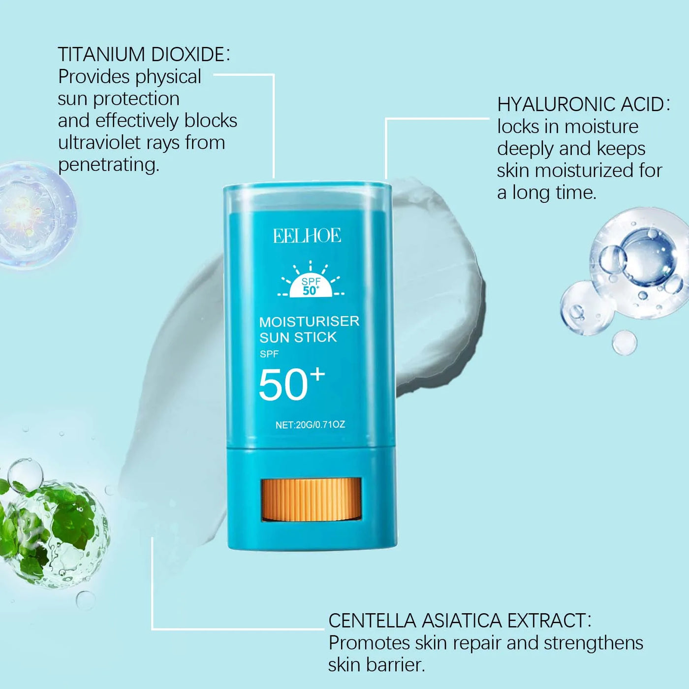 Moisturiser Sun Stick SPF50+ Moisturizing Brightening Non-Greasy Waterproof Sweatproof Isolation Face Body Sunblock Stick