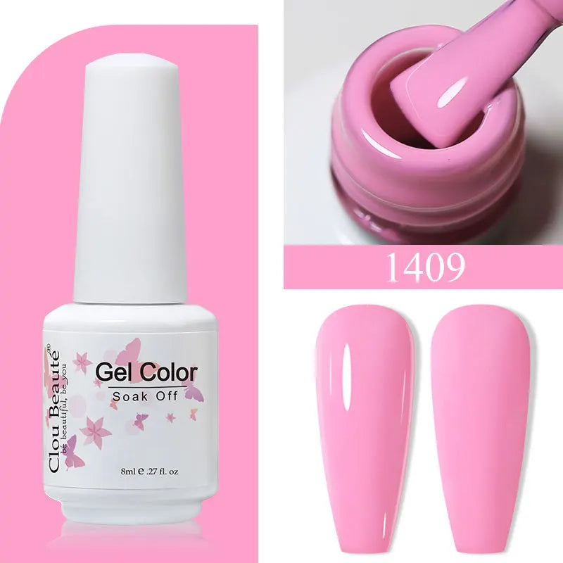 Clou Beaute 8ml Gel Polish Colorful Glitter UV Nail Gel Vernis Semi Permanent Glass Bottle Blue Green White Soak Off Gel Nail