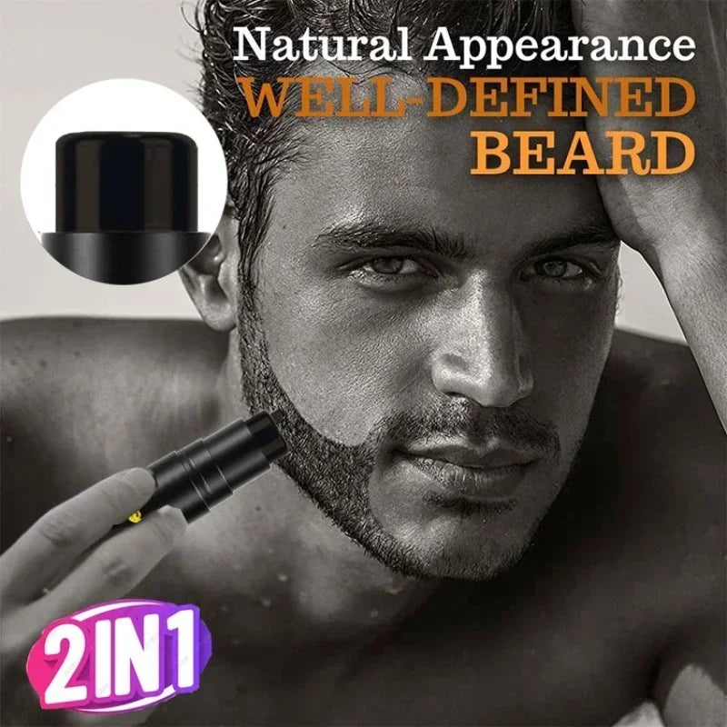 Men Beard Filling Stamp Beard Pencil Filler Waterproof Moustache Pen Beard Brush Enhancer Moustache Coloring Shaping Sweatproof