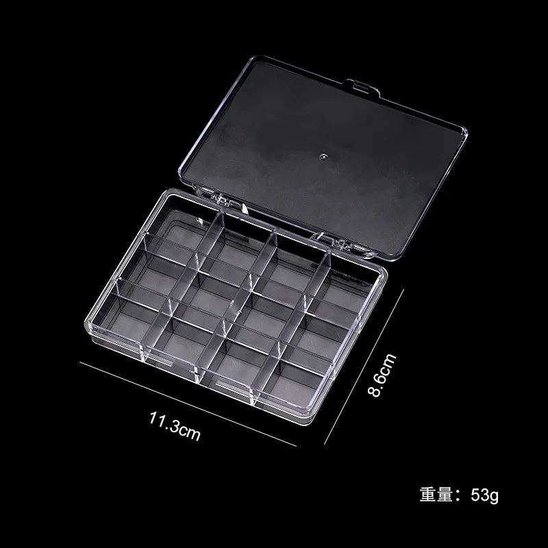 6/12/24grids Empty Clear Plastic Organizer Box Plastic Box Y2K Nail Art Rhnestone Storage /Container Tool For Nail Glitter R
