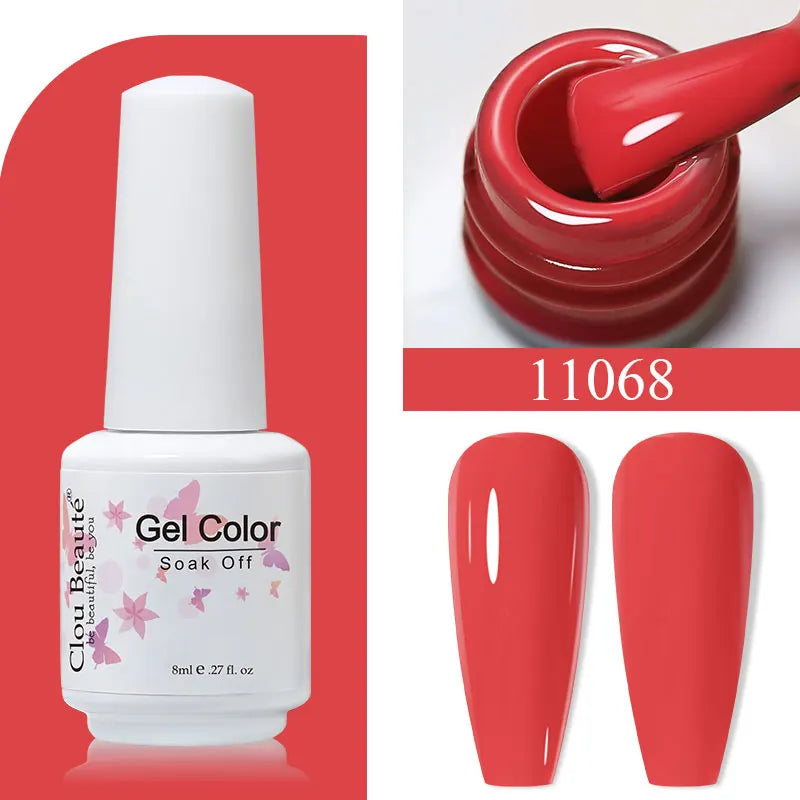 Clou Beaute 8ml Gel Polish Colorful Glitter UV Nail Gel Vernis Semi Permanent Glass Bottle Blue Green White Soak Off Gel Nail