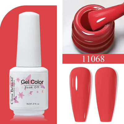 Clou Beaute 8ml Gel Polish Colorful Glitter UV Nail Gel Vernis Semi Permanent Glass Bottle Blue Green White Soak Off Gel Nail