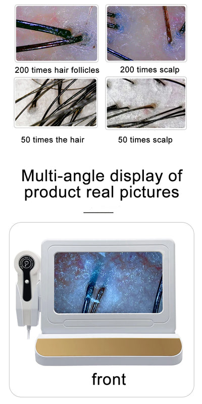 NEW 10 Inch LCD Skin&Hair Scalp Analyzer Detector Digital Microscope Magnifier Skin Hair Blackhead Follicle Detection 50X-200X