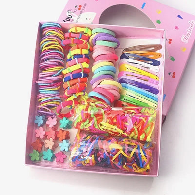Girls Colorful Hair Bands Set Nylon Elastic Rubber Band Satin Scrunchies Children Ponytail Holder Kids Hair Accessories