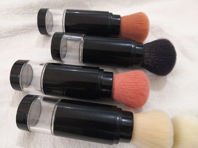 2 in 1 Foundation Brush Makeup Brush Empty Travel Blush with Refillable Loose Powder Bottle Jar Makeup Beauty Tools