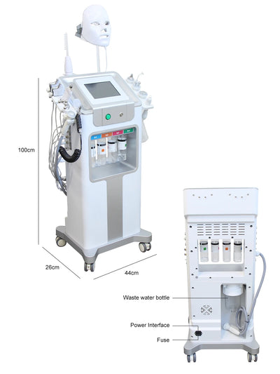 AOKO New 12 IN1 Hydro Dermabrasion Aqua Peeling Ultrasound Facial Care Oxygen Injection Skin Rejuvenation Whiting Beauty Machine