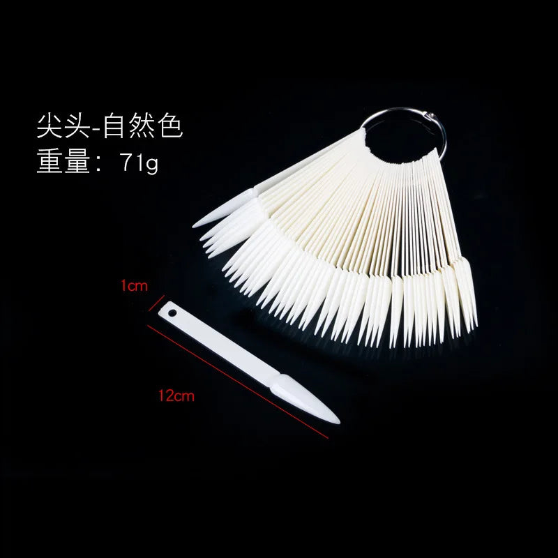 50Pcs/Set Nail Tips Colors Display Tools color plate practice nail plate fan-shaped Manicure Tools