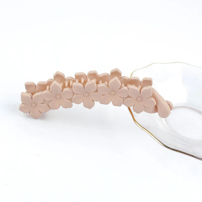 Fashion Pink Flower Banana Hair Clips Simple Non-Slip Frosted Hair Claws for Women Girls Bath Ponytail Hairpins Barrettes Coffee