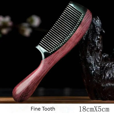 Handmade Natural Green Sandalwood with Buffalo Horn Hair Comb Anti-Static Fine Wide Tooth Hair Detangler Head Scalp Massage