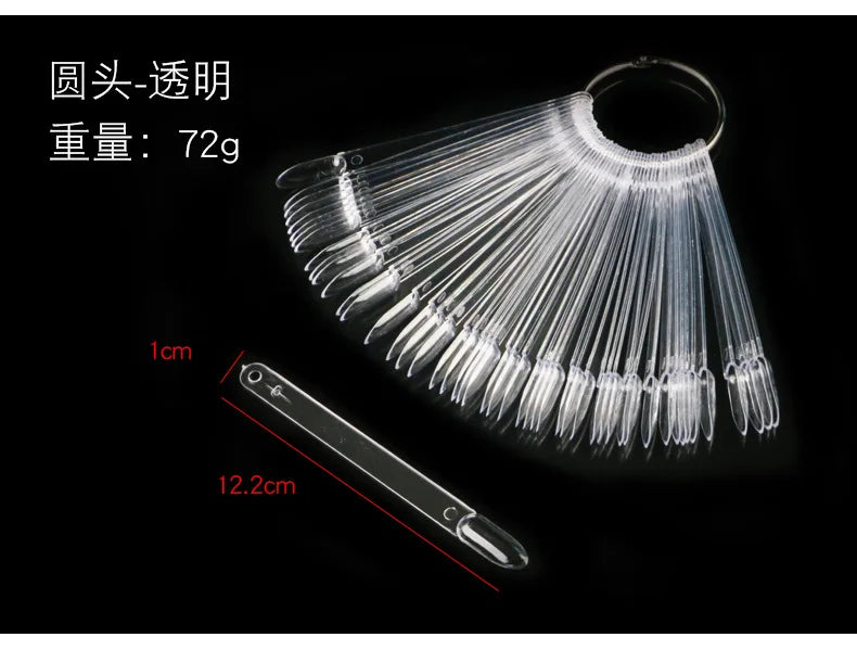 50Pcs/Set Nail Tips Colors Display Tools color plate practice nail plate fan-shaped Manicure Tools