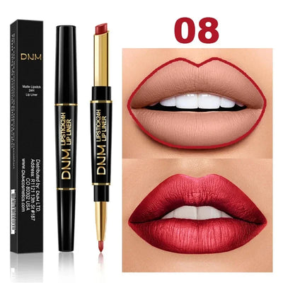 Double Ended Matte Lipstick Women Lip Liner 2 In 1 Makeup Matte Lipstick Durable Waterproof Nude Red Lipstick Lips Cosmetics