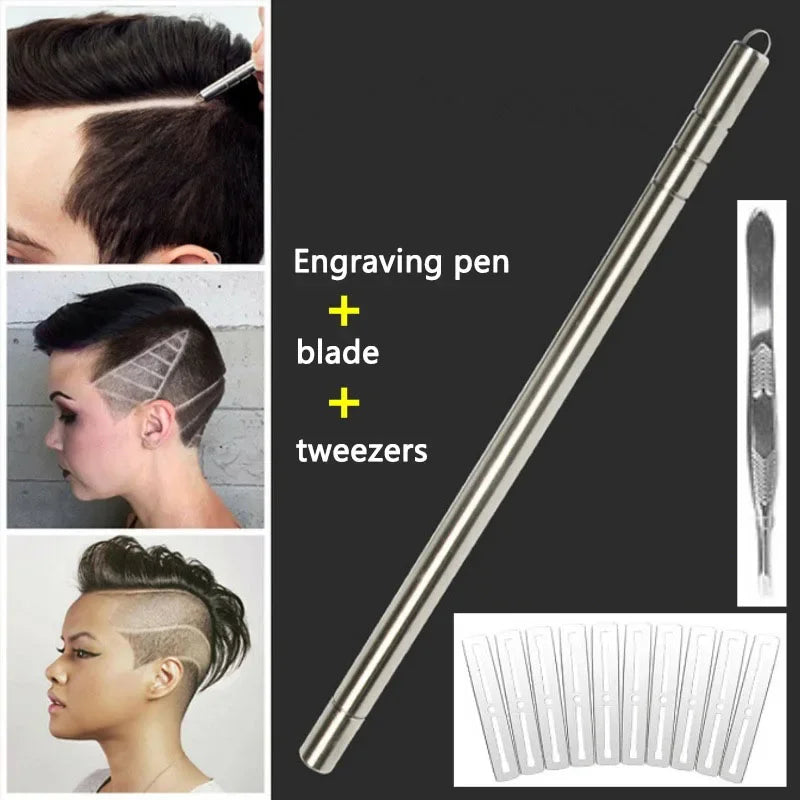 Hair Sculpting Pen + 10 Blades Professional Trimmer Styling Brow Shaving Crochet