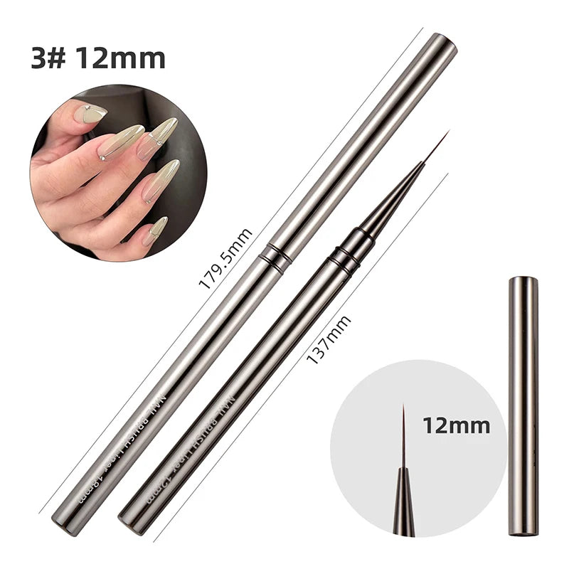 BORN PRETTY Nail Liner Brush DIY Drawing Painting Flower Line Stripes Pen Metal Handle UV Gel Nail Art Brushes Manicure Tool