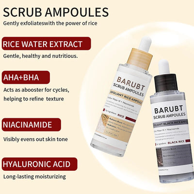 Essence Toner White Rice+black Rice Ampoule Skin Softening Essence Exfoliate Face Scrub Dead Skin Fade Essence Brighten Body