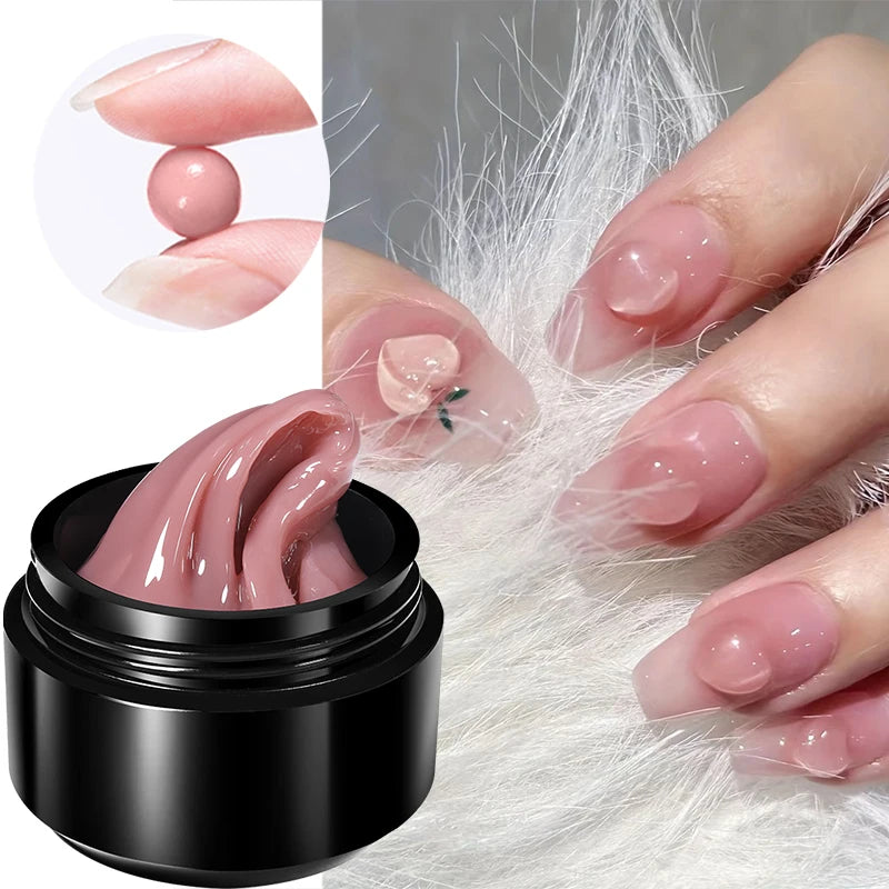 BORN PRETTY 15ml Nude White Non Stick Hand Solid Extension Nail Gel Polish Carving Flower Nail Art Building Constructed UV Gel