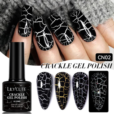 LILYCUTE 7ml Fluorescent Crackle Gel Nail Polish Summer Neon Red Green Vernis Semi Permanent UV Gel Nail Art Manicure For Nails