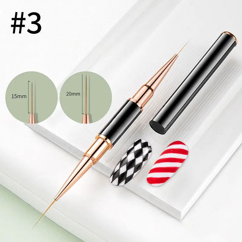 BORN PRETTY Nail Liner Brush DIY Drawing Painting Flower Line Stripes Pen Metal Handle UV Gel Nail Art Brushes Manicure Tool