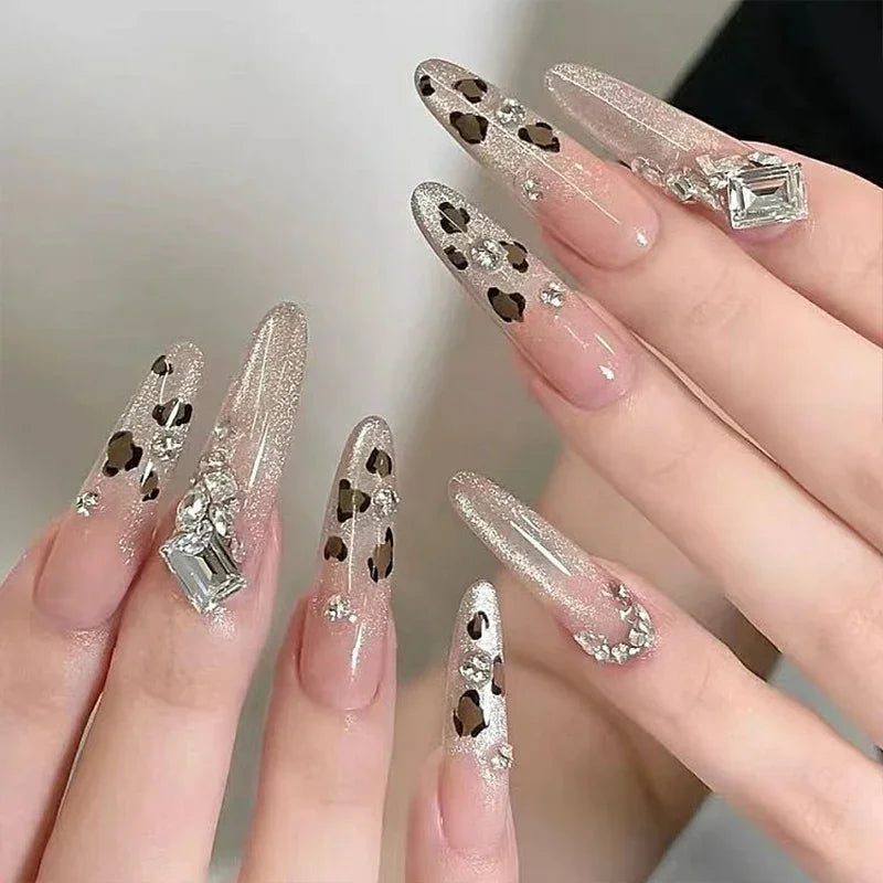 3D Leopard Print Nail Stickers Cute Kawaii Animal Print Gold Black Bow Nails Art Decals DIY Sexy Manicure Stickers Supplies