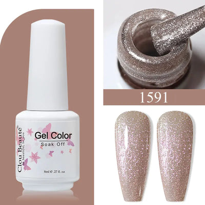 Clou Beaute 8ml Gel Polish Colorful Glitter UV Nail Gel Vernis Semi Permanent Glass Bottle Blue Green White Soak Off Gel Nail