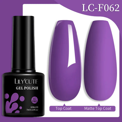 Lilycute Auroras Effect Gel Nail Polish Top Coat Summer Purple Spar Glitter Laser Semi Permanent Soak Off Nail Art Gel Varnish