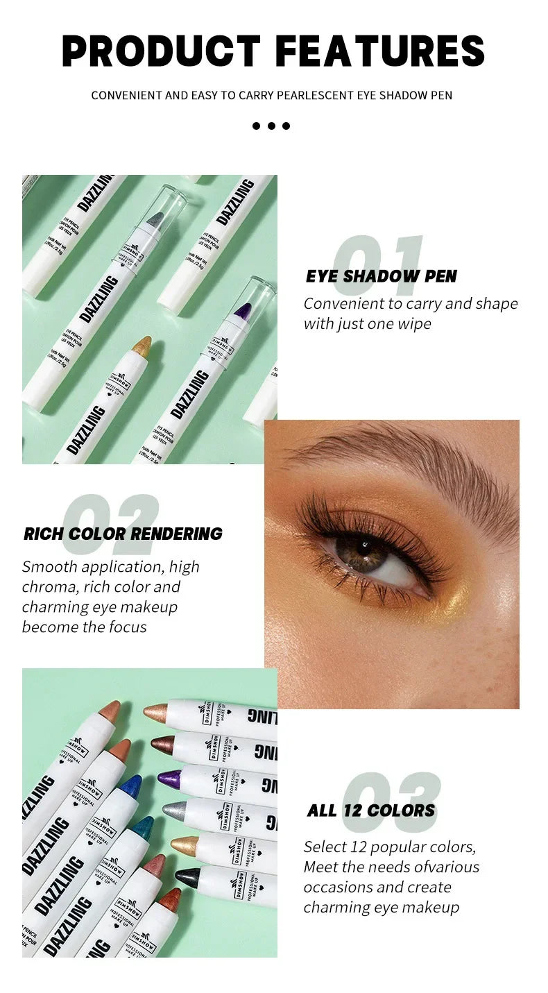 Highlighter Eyeshadow Pencil Waterproof Glitter Matte Nude Eye Shadow Lying Silkworm Makeup Pigment Cosmetics White Eyeliner Pen