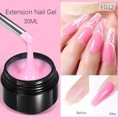 BORN PRETTY 15ml Nude White Non Stick Hand Solid Extension Nail Gel Polish Carving Flower Nail Art Building Constructed UV Gel