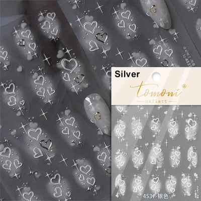 Cat's Eye 5D Gradient European Love Heart Gem Wing Crystal Geometric Colorful Self Adhesive Nail Art Stickers Manicure Decals