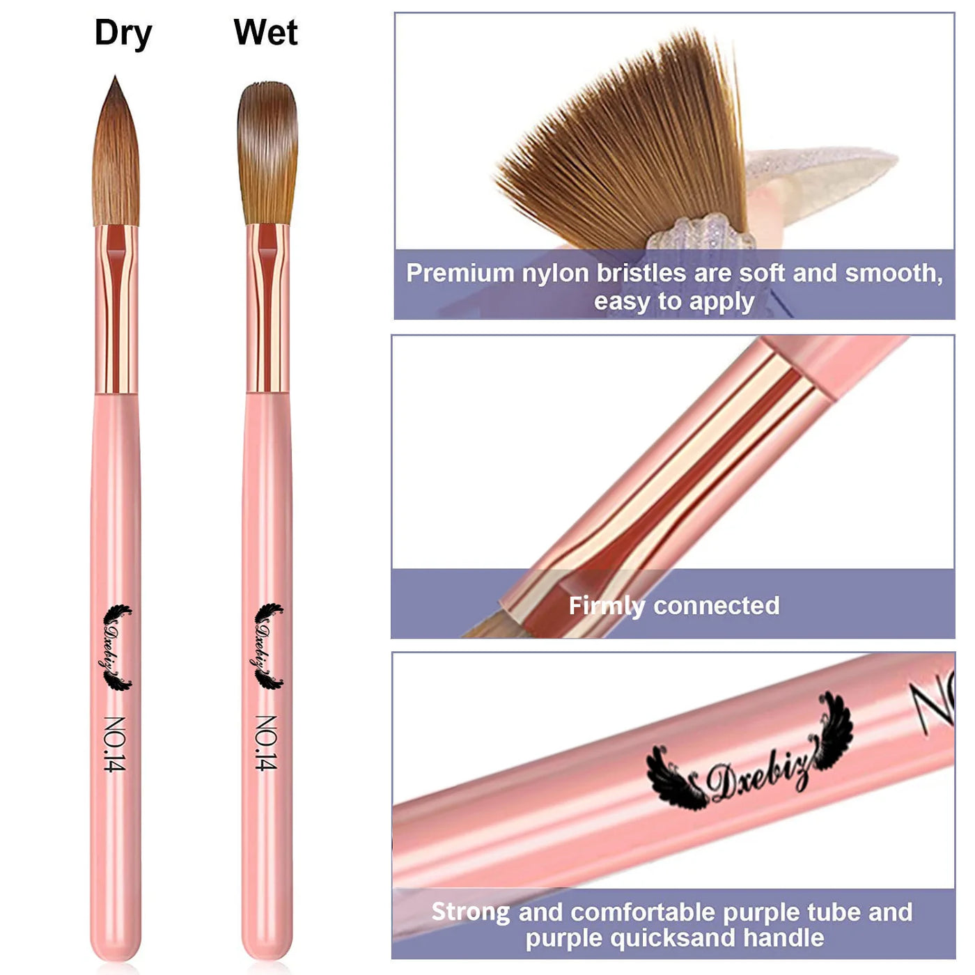 3/4/5 PCS Kolinsky Nail Art Brush Acrylic Powder Application Nail Mink Brush Gel Builder Nail Tools Manicure Extension Carving
