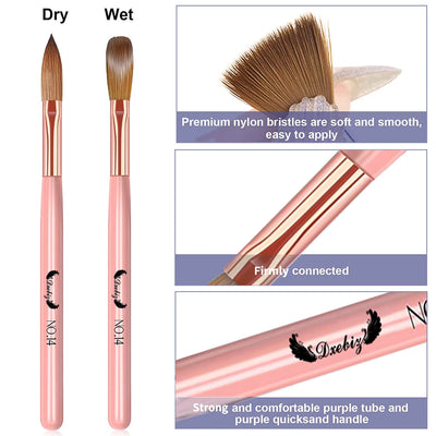 3/4/5 PCS Kolinsky Nail Art Brush Acrylic Powder Application Nail Mink Brush Gel Builder Nail Tools Manicure Extension Carving