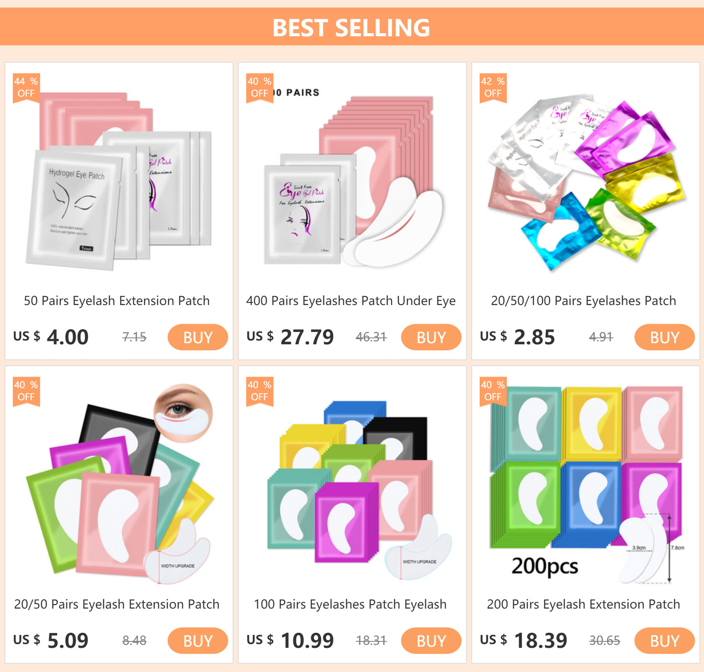 20/50/100 Pairs Eyelashes Patch Hydrogel Patches Eyelash Extension Patch Lash Extension Supplies Gel Pad Under Eye Patches Pads