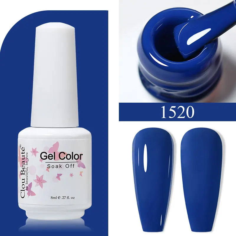 Clou Beaute 8ml Gel Polish Colorful Glitter UV Nail Gel Vernis Semi Permanent Glass Bottle Blue Green White Soak Off Gel Nail