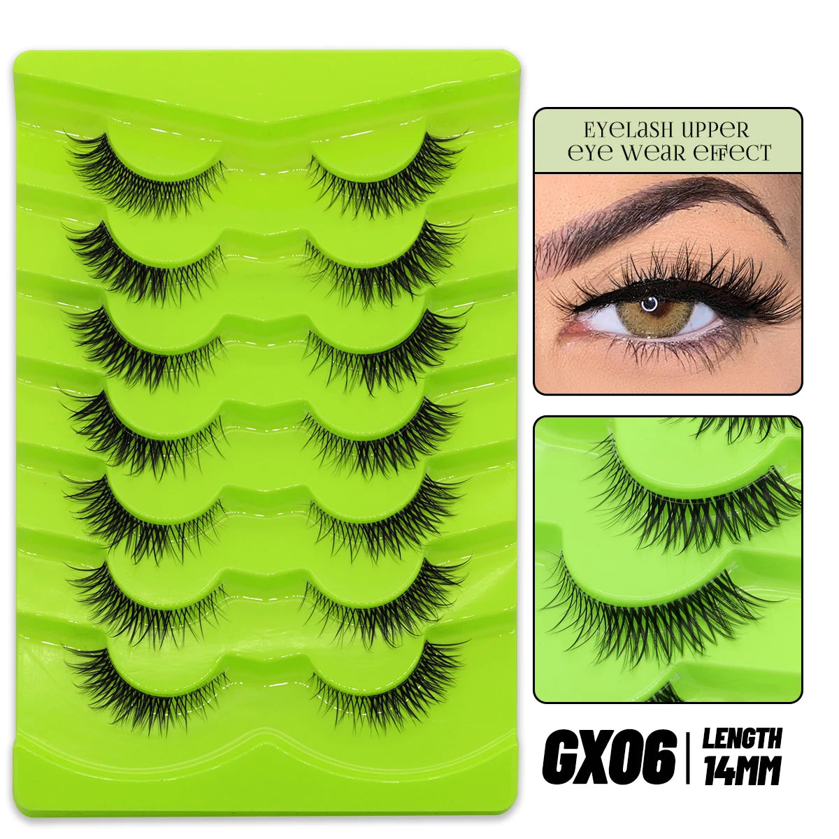 GROINNEYA Cat Eye Lashes Natural long Manga Lashes Faux Mink Eyelashes Winged End Eye Elongated Eyelashes Fake Lashes Soft