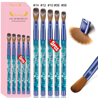 3/4/5 PCS Kolinsky Nail Art Brush Acrylic Powder Application Nail Mink Brush Gel Builder Nail Tools Manicure Extension Carving