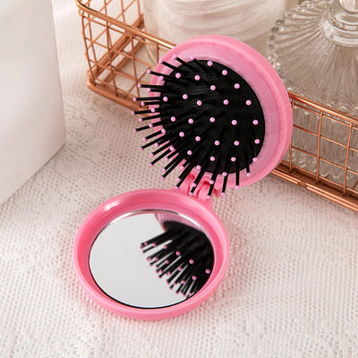 Traveling Small Size Hair Comb With Folding Mirror Portable Massage Folding Comb Women Girl Hair Brush With Mirror Styling Tools