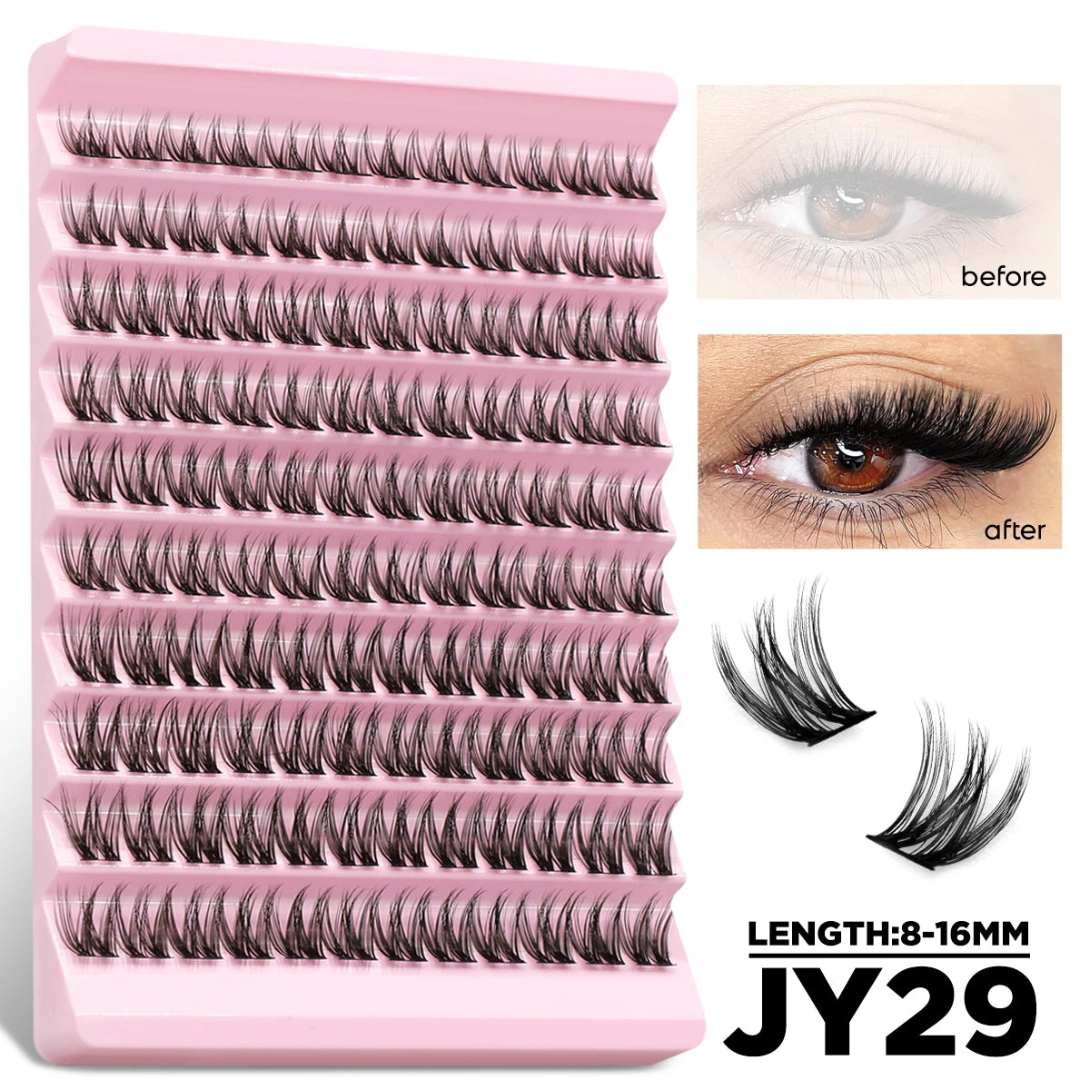 Lash Clusters Set DIY Eyelash Extension Kit Individual False Eyelashes Lash Clusters Bond and Seal and Lash Applicato Makeup