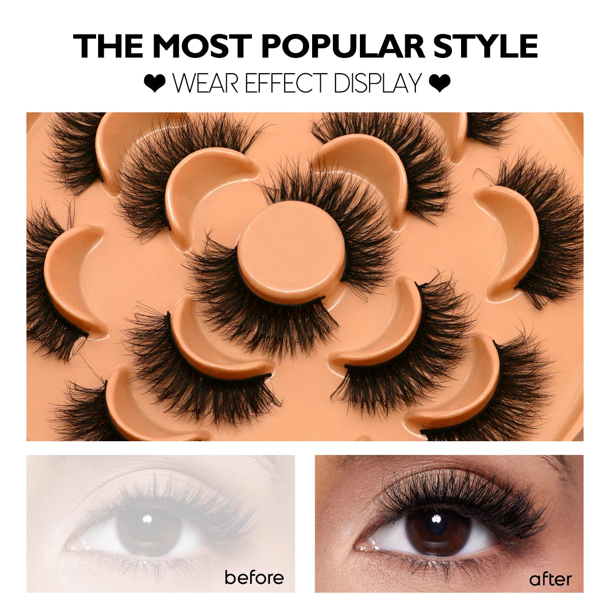 GROINNEYA 3D Fluffy False Eyelashes Look Soft Cat Eye Eyelashes Cosmetics Thick Curled Mink Eyelashes lashes Extension  Makeup