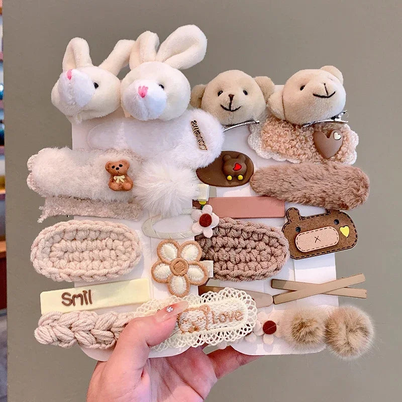 Coffee Warm Cute Hair Pins Children Girls Kid Hair Clips Barrettes Cartoon Princess Accessories Hair Clip Headwear Styling Tools